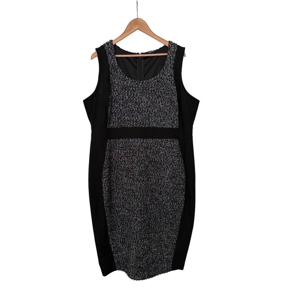 Torrid Plus Size Colorblock Optical Illusion Sheath Dress Black White Tweed 20
